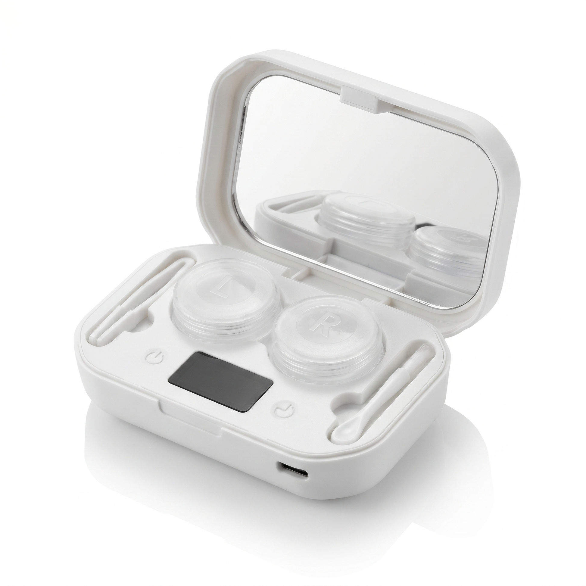 Rechargeable ultrasonic contact lens cleaner with removable lens cups
